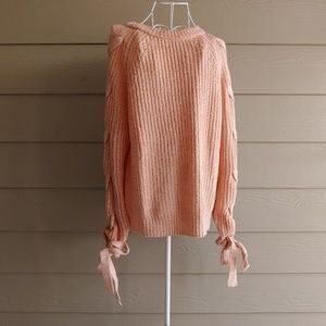 Knitted sleeve tie sweater 😍